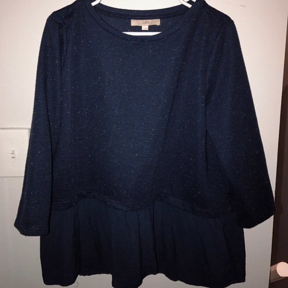 LOFT Tops - Loft Speckled Navy Sweater Blouse